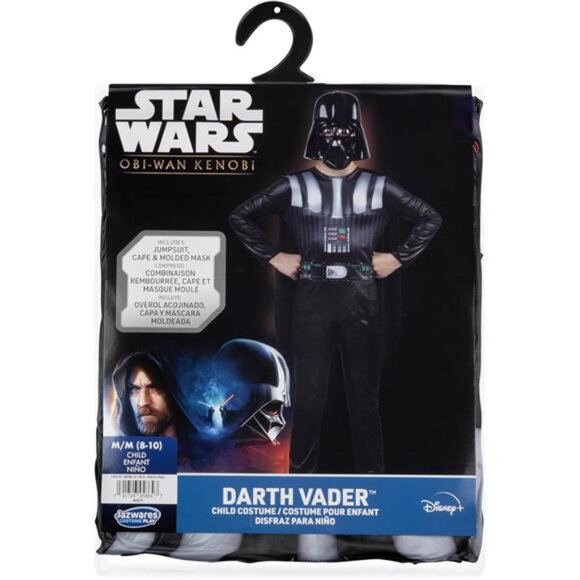 STAR WARS Darth Vader Official Youth Halloween Costume - Printed Jumpsuit with - Picture 2 of 7